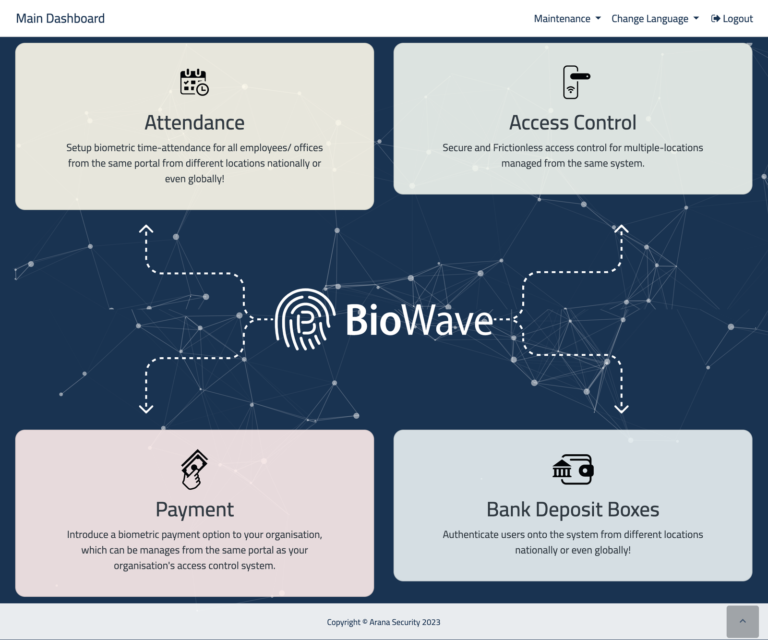 Biowave interface by Arana Security