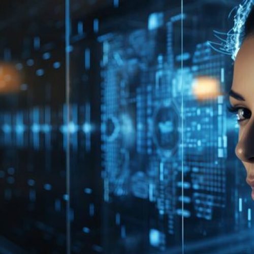 Business and Data Protection, Biometric security identify, face recognition online access business data. Cyber security technology prevent unauthorized access and protect business significant data